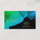 濃いティール(緑がかった色)ブルーグリーン水色オンブラック 名刺 (裏面)