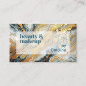 濃いティール(緑がかった色)ブルーグレー白金ゴールド大理石アートパターン 名刺 (正面)