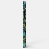 濃いティール(緑がかった色)ブルーターコイズフェイク金ゴールド瑪瑙パターン Case-Mate iPhoneケース (裏面/左)