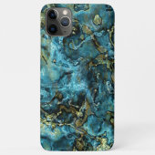 濃いティール(緑がかった色)ブルーターコイズフェイク金ゴールド瑪瑙パターン Case-Mate iPhoneケース (裏面)