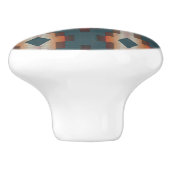 濃いティール(緑がかった色)ブルーピーチオレンジブラウンエスニック族アート セラミックノブ (側面)