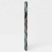 濃いティール(緑がかった色)ブルーベージュタンプライドギンガムパターン iPhoneケース (右側)