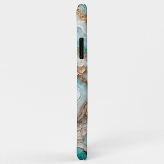 濃いティール(緑がかった色)ブルー赤面ピンク金ゴールド大理石アートパターン Case-Mate iPhoneケース (裏面/右)