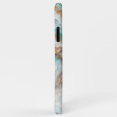 濃いティール(緑がかった色)ブルー赤面ピンク金ゴールド大理石アートパターン Case-Mate iPhoneケース (裏面/右)