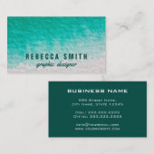 濃いティール(緑がかった色)モダン水色グラフィックデザイナ 名刺 (正面/裏面)