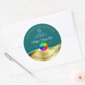 濃いティール（緑がかった色）波形金ゴールドロゴモノグラム製品ラベル ラウンドシール (封筒)