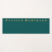 濃いティール（緑がかった色）無地の色 ヨガマット (正面(横))