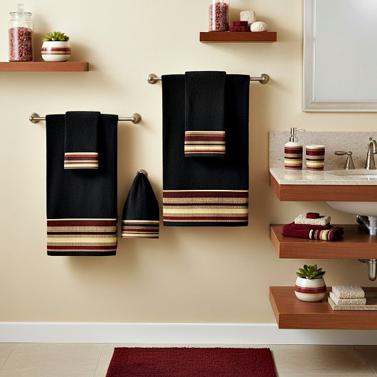 濃いテクスチャストライプのバスタオルのセット バスタオルセット