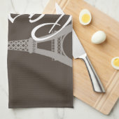 濃いトープ、茶色のダマスク;パリ キッチンタオル (四つ折り)