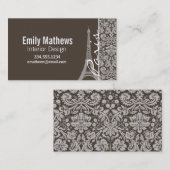 濃いトープ、茶色のダマスク；パリ 名刺 (正面/裏面)