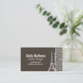 濃いトープ、茶色のダマスク；パリ 名刺 (スタンド正面)