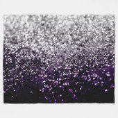 濃いナイトパープルブラックシルバーグリッター#1 #shiny フリースブランケット (正面(横))