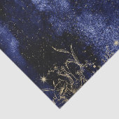 濃いネイビーブルーの水色と金ゴールド花 薄葉紙 (詳細)