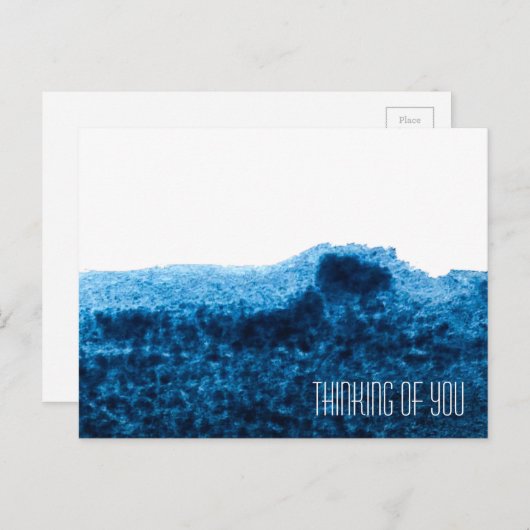 濃いネイビーブルーの水色ミニマル ポストカード (正面/裏面)