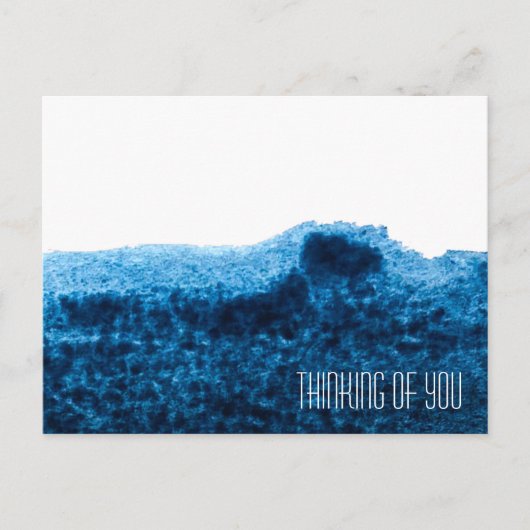 濃いネイビーブルーの水色ミニマル ポストカード (正面)