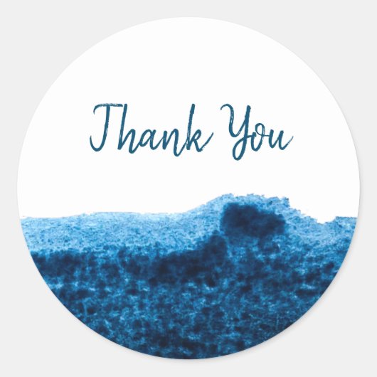 濃いネイビーブルーの水色ミニマル ラウンドシール (正面)