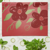 濃いバーンドレッドフローラ キッチンタオル (折り畳み)