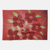 濃いバーンドレッドフローラ キッチンタオル (横)