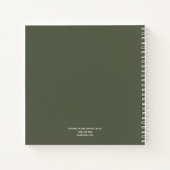 濃いパーソナライズされた緑と白のスケッチブック ノートブック (裏面)