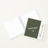 濃いパーソナライズされた緑と白のスケッチブック ノートブック (内部)