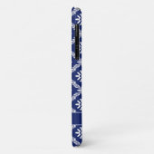 濃いパーソナライズされた青と白の幾何学的フローラ Case-Mate iPhoneケース (裏面/左)