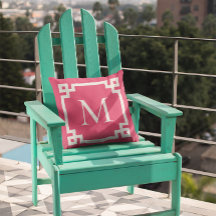 濃いピンクと白のギリシャモノグラムの鍵縁ど