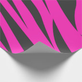 濃いピンクと白のゼブラストライプアニマルプリント ラッピングペーパー (角)