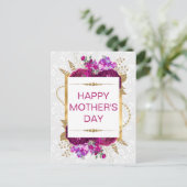 濃いピンクと紫の花母の日  ポストカード (スタンド正面)