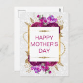 濃いピンクと紫の花母の日  ポストカード (正面/裏面)