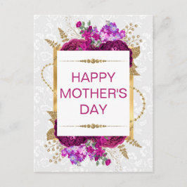 濃いピンクと紫の花母の日  ポストカード