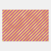 濃いピンクと金ゴールド色パターン ラッピングペーパーシート (正面3)