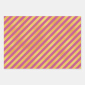 濃いピンクと金ゴールド色パターン ラッピングペーパーシート (正面2)