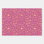 濃いピンクと金ゴールド色パターン ラッピングペーパーシート (正面2)