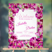 濃いピンクのストックフローラ結婚の水の色の歓迎 アクリルサイン (ニュートラル)