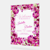 濃いピンクのストックフローラ結婚の水の色の歓迎 アクリルサイン (傾斜)