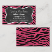 濃いピンクのゼブラストライプ;黒板の外観 名刺 (正面/裏面)