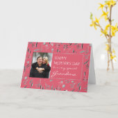 濃いピンクのフローラハッピーマザーズ·デイおばあちゃん写真 カード (黄色い花)