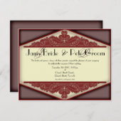 濃いピンクのヴィンテージ、モノグラムの結婚式招待状 招待状 (正面/裏面)