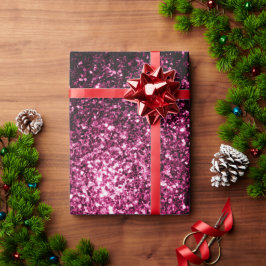 濃いピンクの光沢フェイクのあるグリッターきらめき ラッピングペーパー