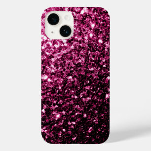 濃いピンクの光沢フェイクのあるグリッターきらめき Case-Mate iPhone 14ケース