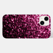 濃いピンクの光沢フェイクのあるグリッターきらめき Case-Mate iPhoneケース (裏面 (横))