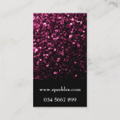 濃いピンクの光沢フェイクのあるグリッターの輝きと黒 名刺 (裏面)
