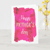 濃いピンクの水彩画の母の日カード カード (黄色い花)