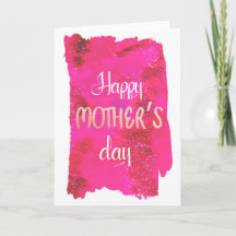 濃いピンクの水彩画の母の日カード
