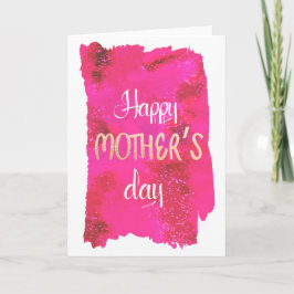 濃いピンクの水彩画の母の日カード カード