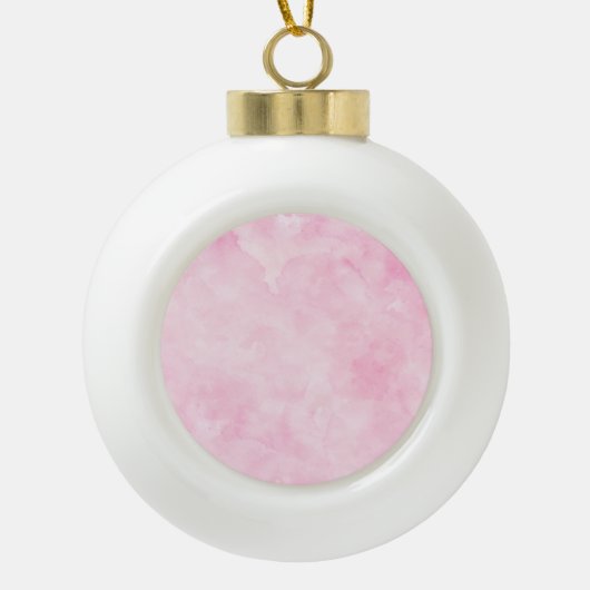 濃いピンクの水彩絵を描アーかわいらしトフェミニン セラミックボールオーナメント (正面)