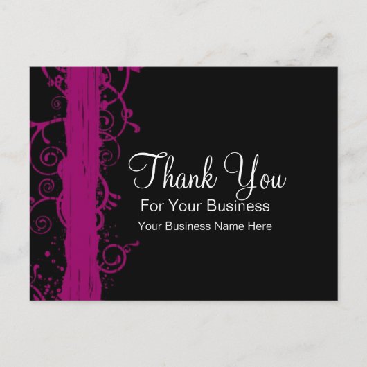 濃いピンクの渦巻き旋回：：ビジネス用はがきテンプレート ポストカード (正面)