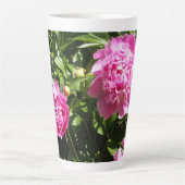 濃いピンクの牡丹 カフェラテマグ (正面)