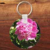 濃いピンクの牡丹 キーホルダー (正面)
