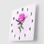 濃いピンクの牡丹 スクエア壁時計 (傾斜)